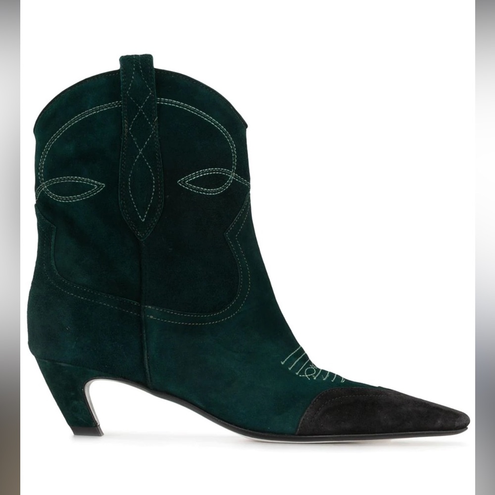 Khaite Dallas Ankle Boot in Green and Black